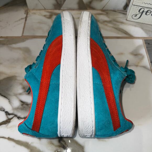 Puma Men’s Suede Bluebird Tigerlilly Sneakers Size 7.5 US, 40EU Turquoise Orange - Picture 10 of 11